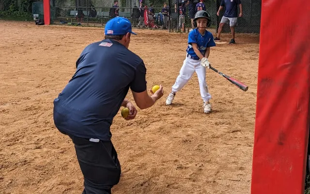 Biagio Maffettone playing with Eastchester little league player